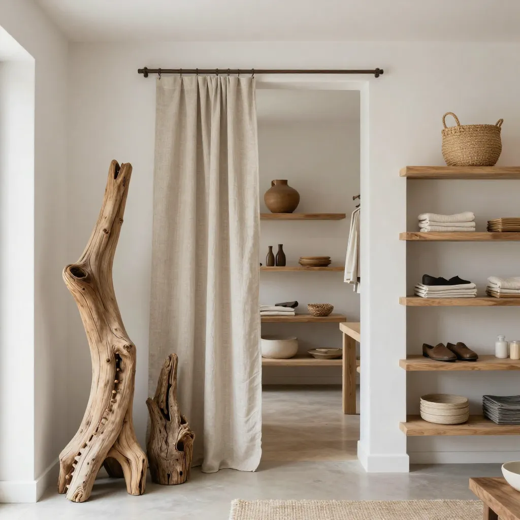 Driftwood sculptures on display