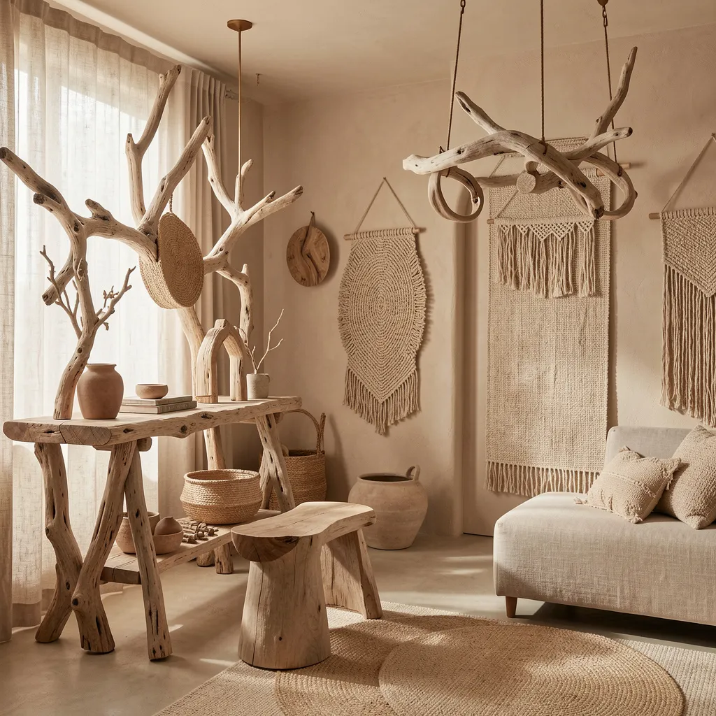 Driftwood centrepiece on table