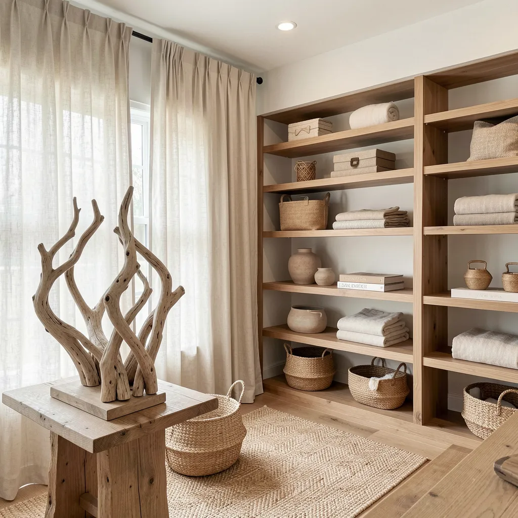 Organic driftwood sculpture for shelf or table