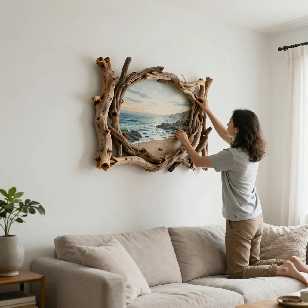 Driftwood and rope nautical piece