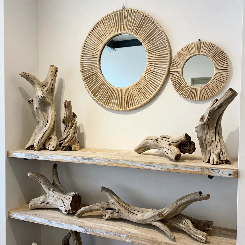 Stack of prepared driftwood ready for crafting